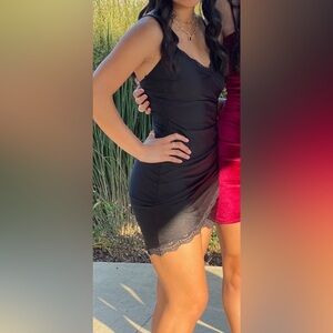 Windsor Lace Trim Bodycon Dress Black